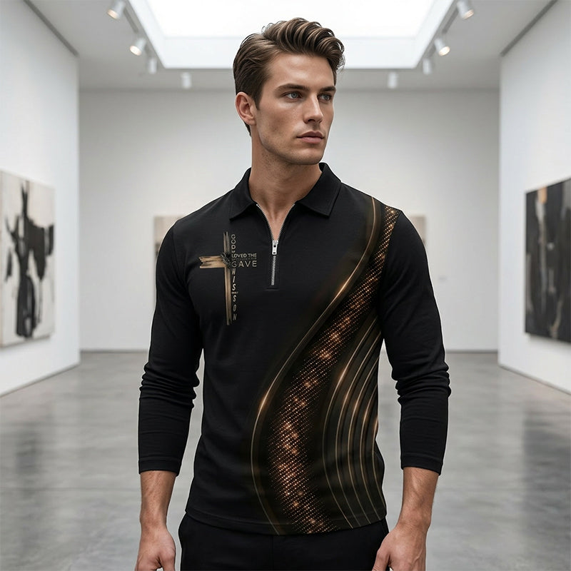 🎁NUOVO ARRIVO SCONTO DEL 60%💥Polo da uomo casual retrò a maniche lunghe con zip