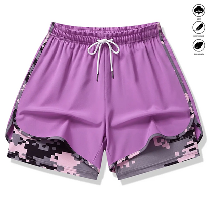 🏃‍SCONTO DEL 60% SUI PANTALONCINI SPORTIVI 2 IN 1! 🔥 Tessuto traspirante, fodera mimetica e tasche per donna🏃‍♀️✨