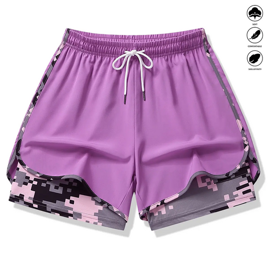 🏃‍SCONTO DEL 60% SUI PANTALONCINI SPORTIVI 2 IN 1! 🔥 Tessuto traspirante, fodera mimetica e tasche per donna🏃‍♀️✨