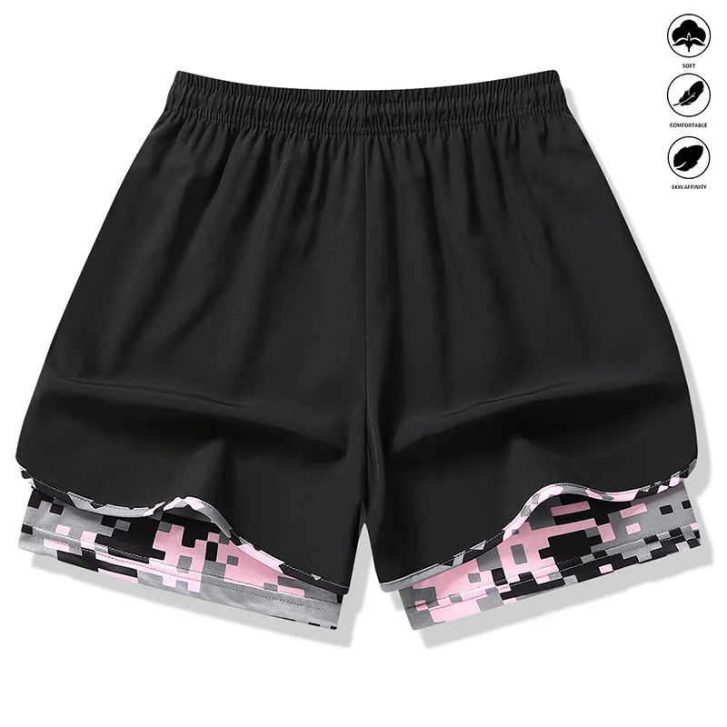 🏃‍SCONTO DEL 60% SUI PANTALONCINI SPORTIVI 2 IN 1! 🔥 Tessuto traspirante, fodera mimetica e tasche per donna🏃‍♀️✨