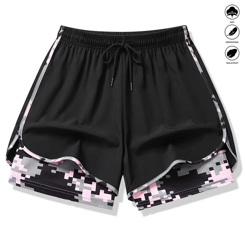 🏃‍SCONTO DEL 60% SUI PANTALONCINI SPORTIVI 2 IN 1! 🔥 Tessuto traspirante, fodera mimetica e tasche per donna🏃‍♀️✨