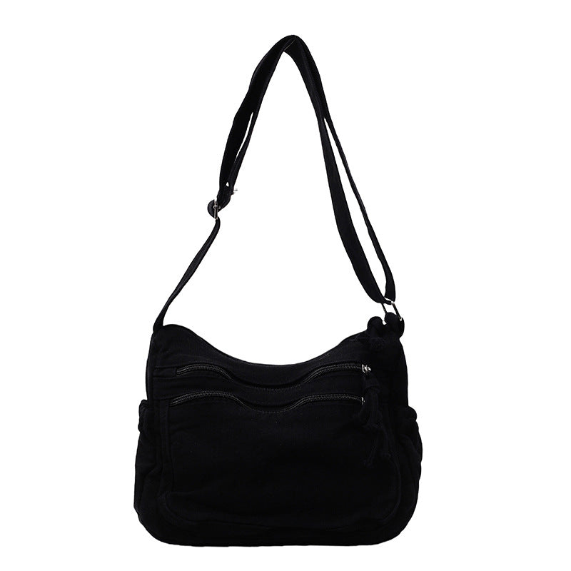 Borsa in tela multi-tasche 🎒 Leggera e resistente, tracolla regolabile, può essere indossata a spalla o a tracolla 👜