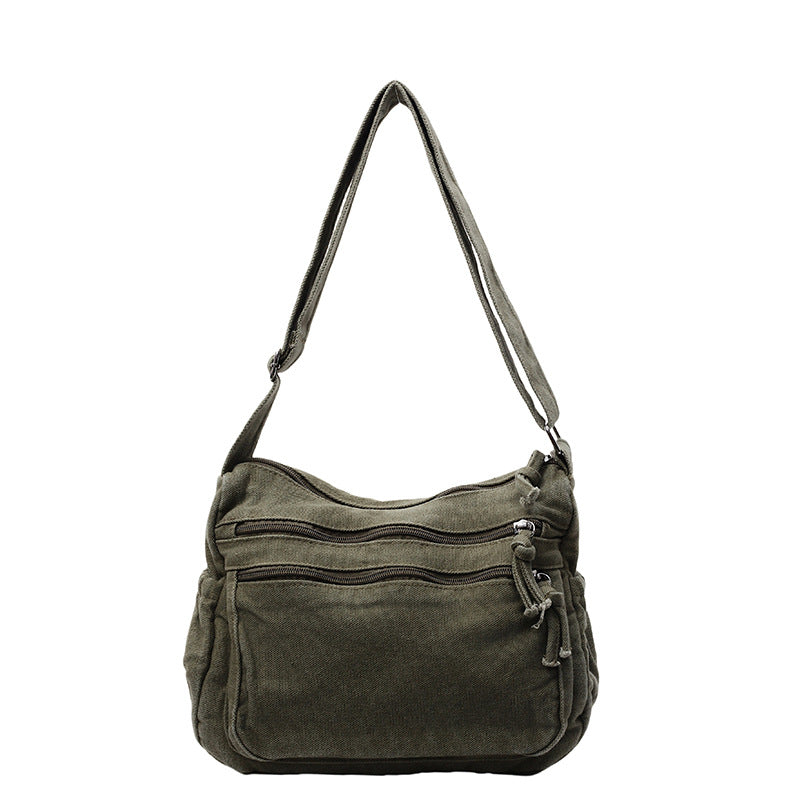 Borsa in tela multi-tasche 🎒 Leggera e resistente, tracolla regolabile, può essere indossata a spalla o a tracolla 👜