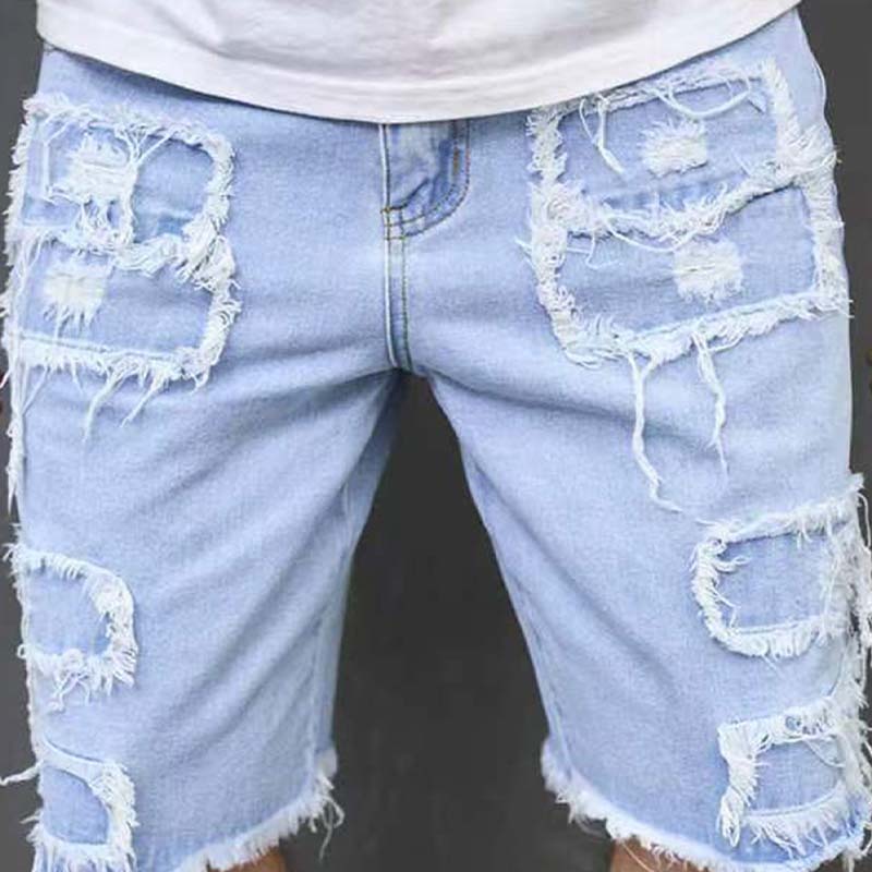 🔥SCONTO DEL 60% ORA!🔥 Pantaloncini di jeans da uomo strappati con dettagli sfrangiati
