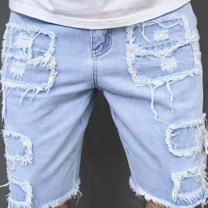🔥SCONTO DEL 60% ORA!🔥 Pantaloncini di jeans da uomo strappati con dettagli sfrangiati