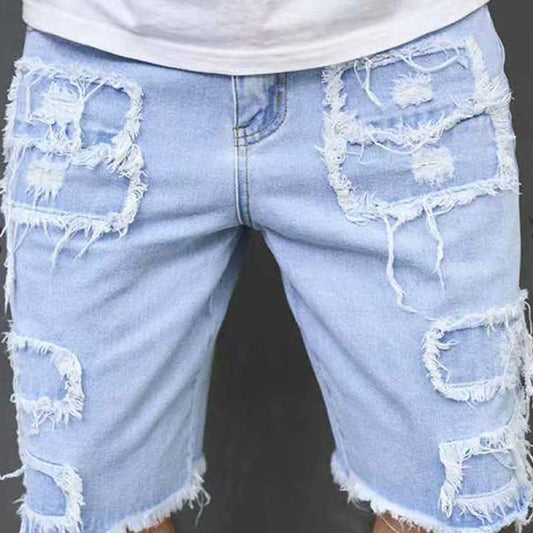 🔥SCONTO DEL 60% ORA!🔥 Pantaloncini di jeans da uomo strappati con dettagli sfrangiati