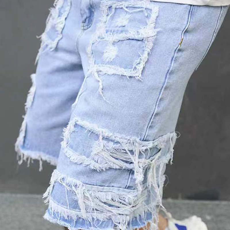 🔥SCONTO DEL 60% ORA!🔥 Pantaloncini di jeans da uomo strappati con dettagli sfrangiati