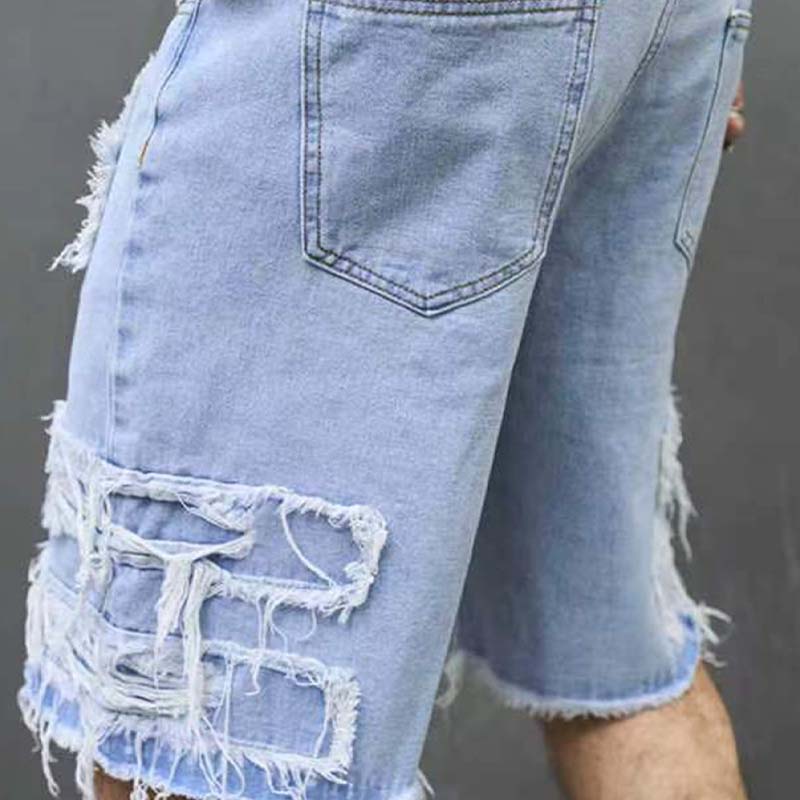 🔥SCONTO DEL 60% ORA!🔥 Pantaloncini di jeans da uomo strappati con dettagli sfrangiati