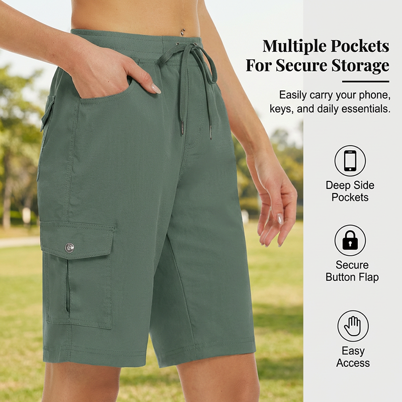 Shorts Cargo 🩳 — Con tasche laterali e tasche cargo: ampio spazio di stoccaggio + sicurezza antifurto. Protezione solare UPF 50+ | Tessuto ad asciugatura rapida | Vestibilità rilassata con coulisse | Ideali per l'escursionismo all'aperto 🏞️