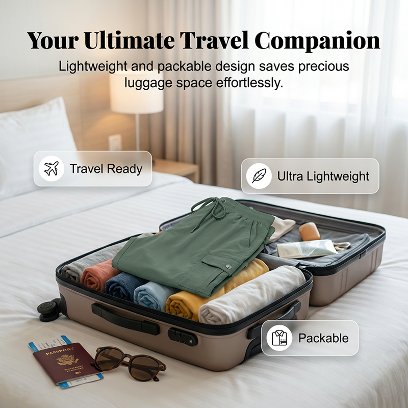 Shorts Cargo 🩳 — Con tasche laterali e tasche cargo: ampio spazio di stoccaggio + sicurezza antifurto. Protezione solare UPF 50+ | Tessuto ad asciugatura rapida | Vestibilità rilassata con coulisse | Ideali per l'escursionismo all'aperto 🏞️