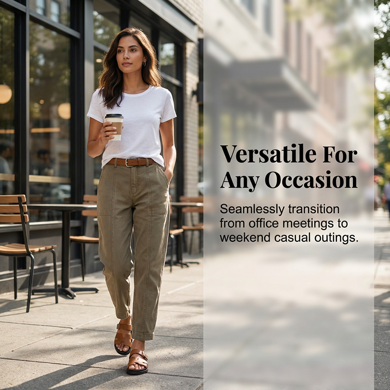 Pantaloni affusolati versatili 👖 Vita alta e vestibilità slim, pratiche tasche, tessuto antipiega, creano l'illusione di gambe più lunghe 📏