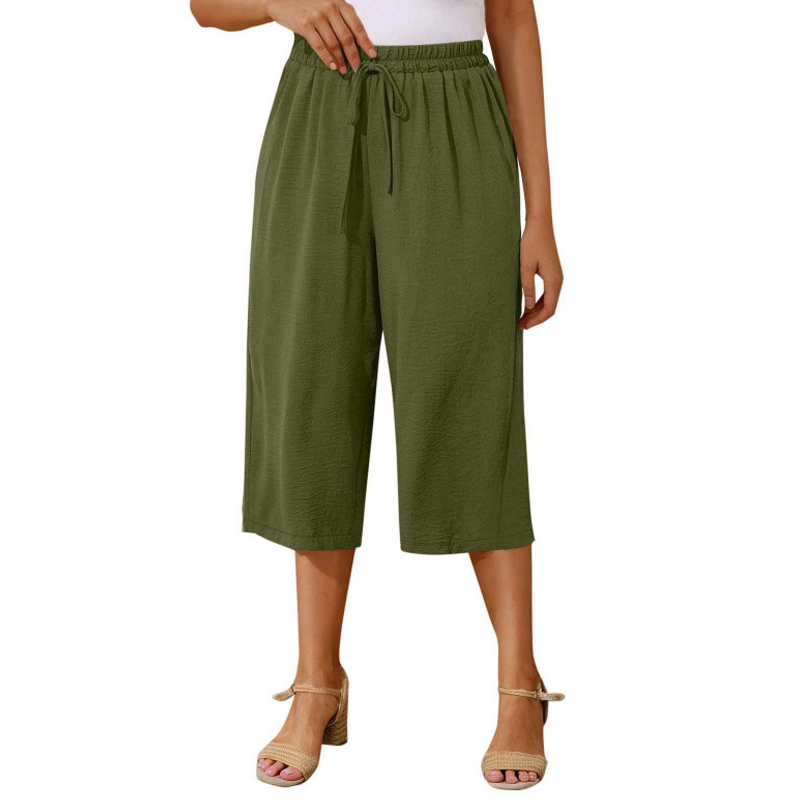 👖 ULTIMO GIORNO - 50% DI SCONTO! ✨ Pantaloni capri da donna – Cintura con coulisse, 6 colori, taglie dalla S alla 2XL 🌿