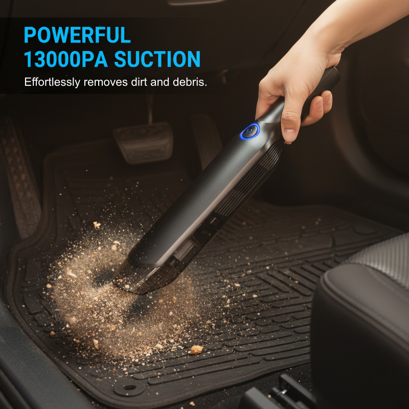 Aspirapolvere per auto e casa 🧹 Potenza di aspirazione da 13000 PA (uragano) 💨 Batteria a lunga durata da 4000 mAh 🔋 Leggero, pesa solo 950 g. Un ottimo nemico per i peli degli animali domestici 🐾
