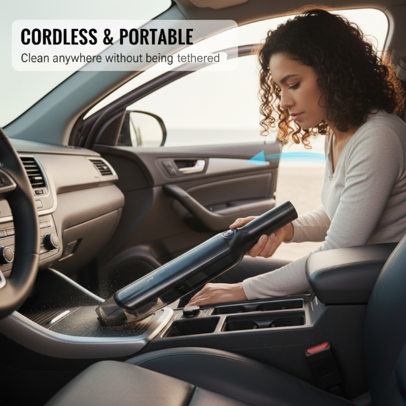 Aspirapolvere per auto e casa 🧹 Potenza di aspirazione da 13000 PA (uragano) 💨 Batteria a lunga durata da 4000 mAh 🔋 Leggero, pesa solo 950 g. Un ottimo nemico per i peli degli animali domestici 🐾