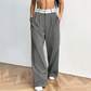 Eleganti pantaloni a gamba larga 💃 Fascia in vita a contrasto + vita alta ✨ Perfetti per il lavoro o per lo shopping 👜