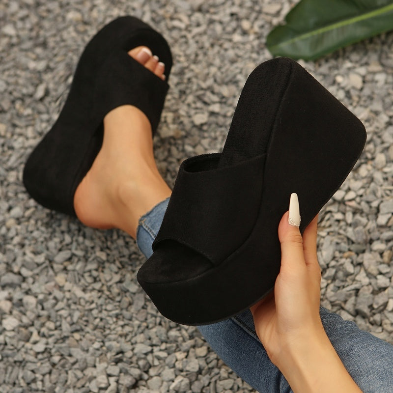 Sandali che aumentano l'altezza 👡 Modello slip-on, suola spessa per slanciare le gambe, texture antiscivolo, comodi tutto il giorno, perfetti per l'estate ☀️