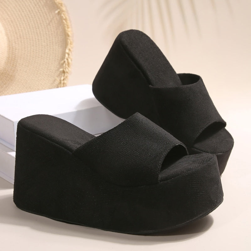 Sandali che aumentano l'altezza 👡 Modello slip-on, suola spessa per slanciare le gambe, texture antiscivolo, comodi tutto il giorno, perfetti per l'estate ☀️