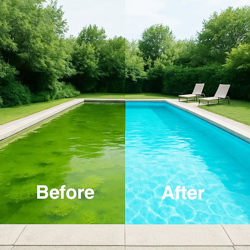💧🌊 Brillantante a pH neutro – addio acqua verde! ✨🚀 Facile da dosare, senza odore di cloro. Per un'esperienza di bagno naturalmente pura e meno fatica nella pulizia.