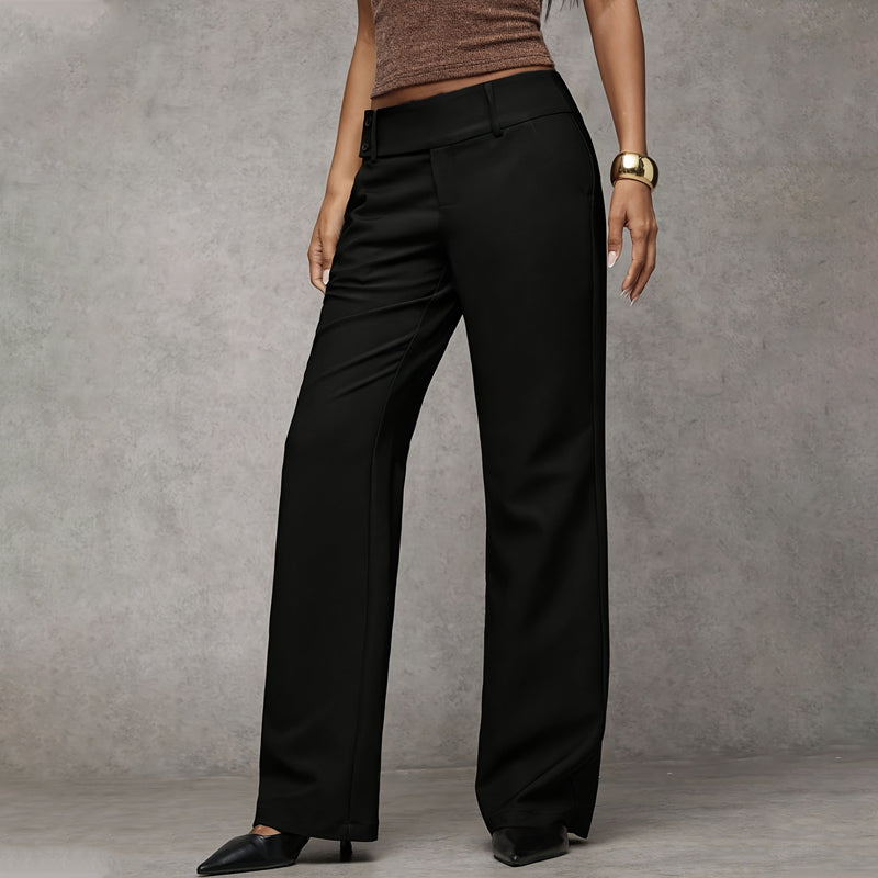 Pantaloni da donna a vita alta e gamba larga 👖 slanciano le gambe, vestono bene, sono resistenti alle pieghe, in tinta unita e versatili, adatti sia al lavoro che al tempo libero 💼