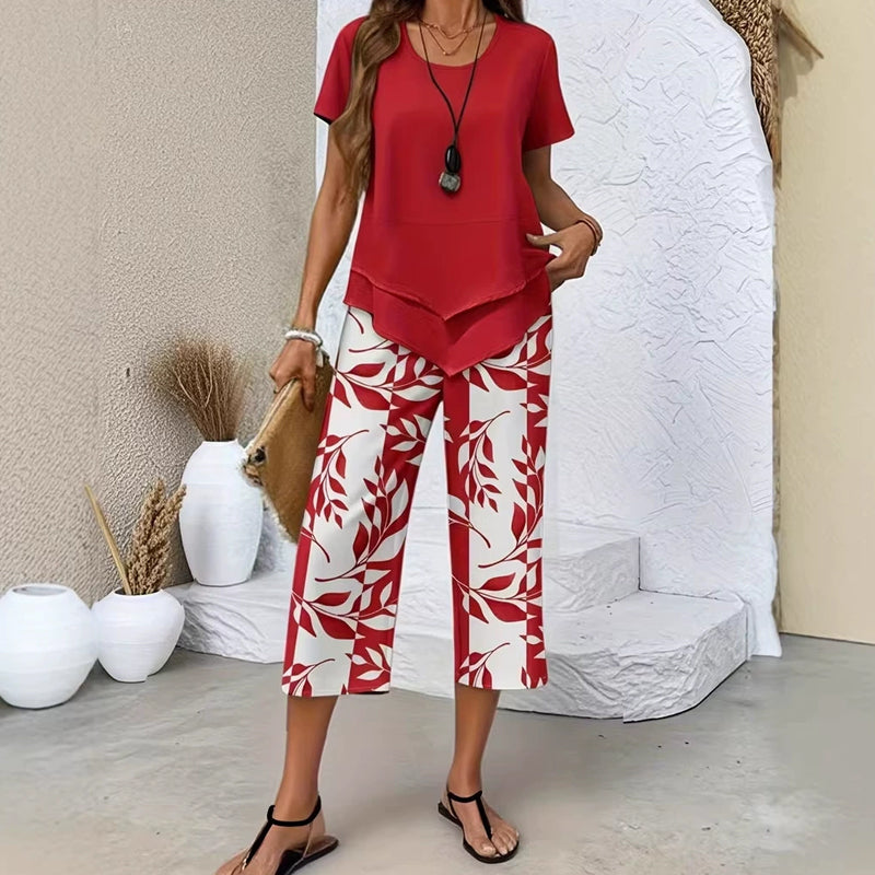 👚 60% DI SCONTO ORA! 🔥 Completo casual composto da tunica a girocollo e pantaloni a gamba larga – Design fluido, tessuto morbido e perfetto per tutti i giorni 🌸