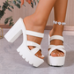 Sandali con plateau e tacco grosso 👡 Design con cinturini incrociati, facili da indossare, suola antiscivolo dentellata, aggiungono 5 cm di altezza, perfetti per lo shopping o gli appuntamenti 🛍️