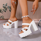 Sandali con plateau e tacco grosso 👡 Design con cinturini incrociati, facili da indossare, suola antiscivolo dentellata, aggiungono 5 cm di altezza, perfetti per lo shopping o gli appuntamenti 🛍️