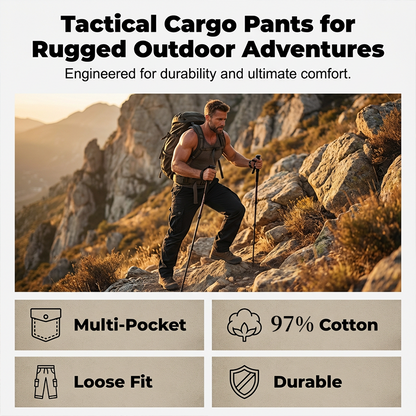 👖SCONTO DEL 60% ORA! 🛠️ Pantaloni tattici cargo da uomo in cotone – Multitasche, struttura rinforzata e vita regolabile 🔧