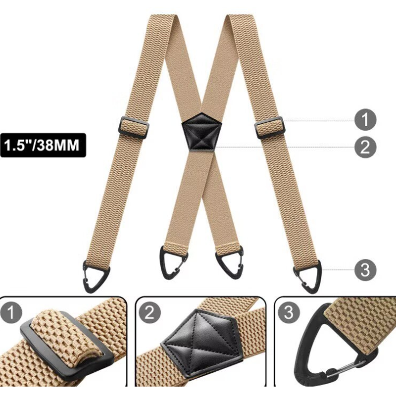 Spallacci antiscivolo 👖 Elastici larghi + ganci robusti, regolatore in metallo, poliestere resistente, adatti sia per l'abbigliamento da lavoro che per l'uso esterno 🔧