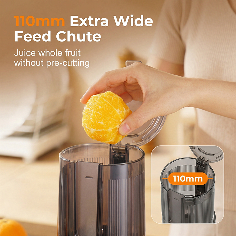 ✨🥤60% DI SCONTO + SPEDIZIONE GRATUITA🍎Spremiagrumi a freddo ad alta resa – Imbuto di alimentazione ultra largo da 110 mm, estrazione del succo al 98% e facile pulizia ⚡