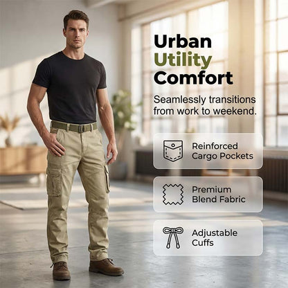 🧥 Pantaloni cargo tattici da uomo | Tasche multiple 📦 Tessuto resistente in misto cotone 💪 Ginocchia ampie e strutturate 🦵 Vita e orli delle gambe regolabili 🎛️