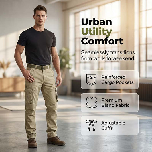🧥 Pantaloni cargo tattici da uomo | Tasche multiple 📦 Tessuto resistente in misto cotone 💪 Ginocchia ampie e strutturate 🦵 Vita e orli delle gambe regolabili 🎛️