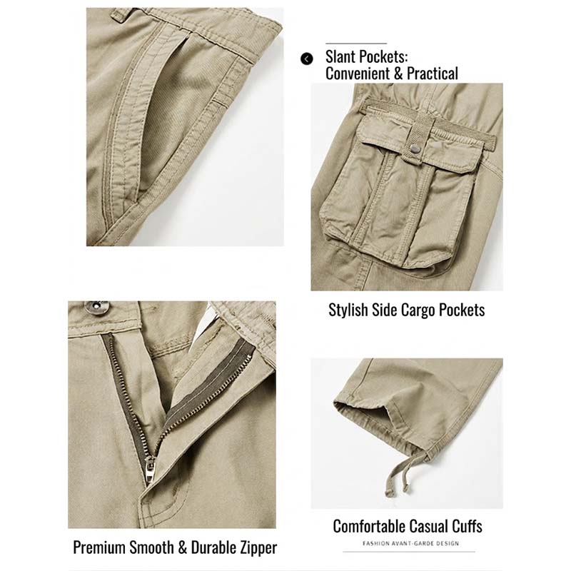 🧥 Pantaloni cargo tattici da uomo | Tasche multiple 📦 Tessuto resistente in misto cotone 💪 Ginocchia ampie e strutturate 🦵 Vita e orli delle gambe regolabili 🎛️