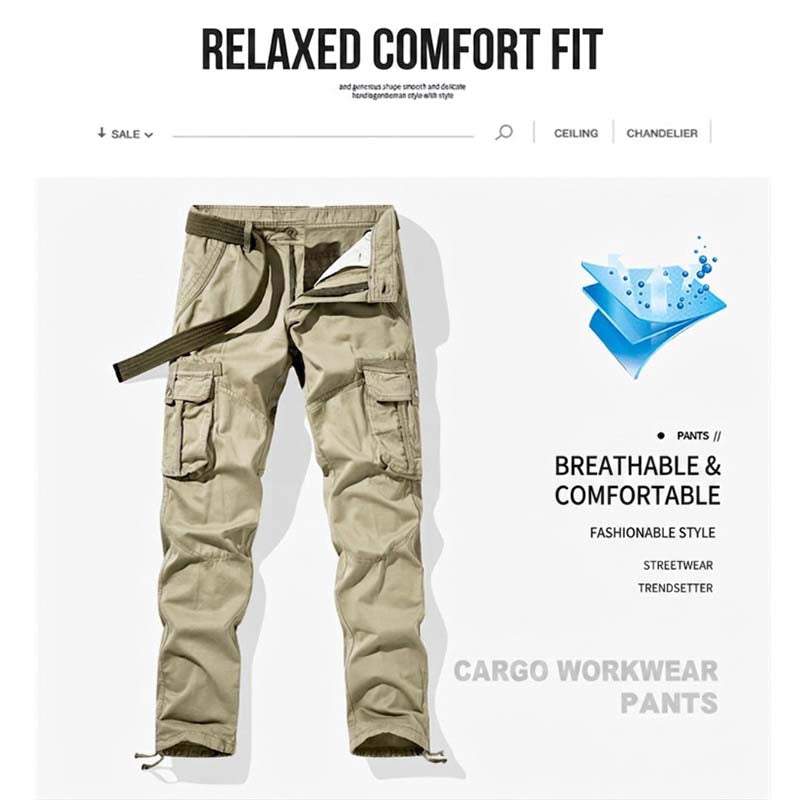 🧥 Pantaloni cargo tattici da uomo | Tasche multiple 📦 Tessuto resistente in misto cotone 💪 Ginocchia ampie e strutturate 🦵 Vita e orli delle gambe regolabili 🎛️