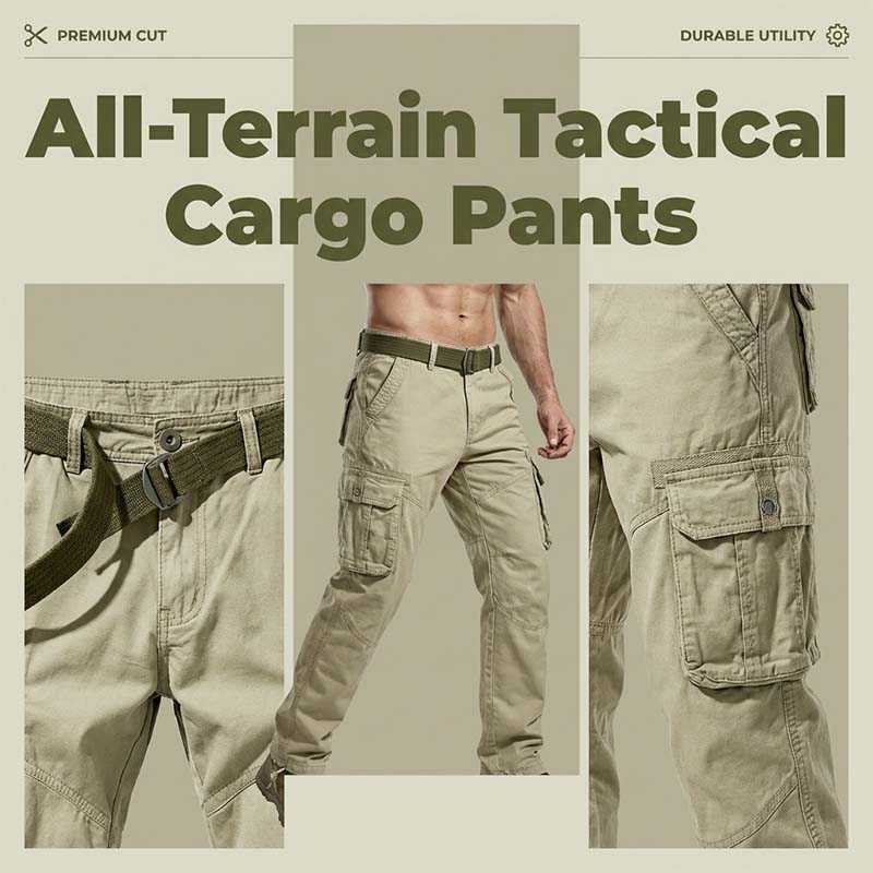 🧥 Pantaloni cargo tattici da uomo | Tasche multiple 📦 Tessuto resistente in misto cotone 💪 Ginocchia ampie e strutturate 🦵 Vita e orli delle gambe regolabili 🎛️