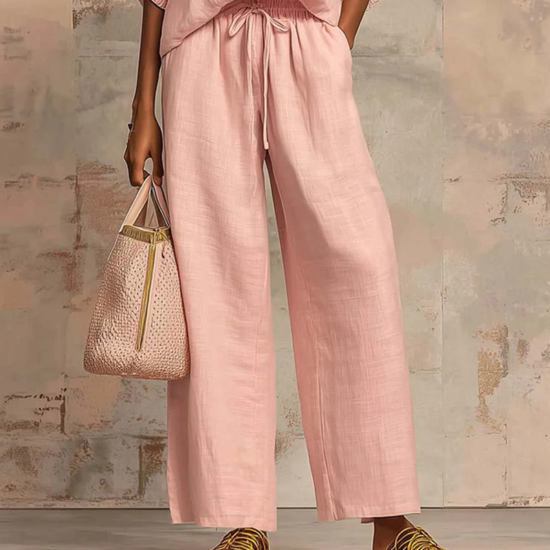 👚 50% DI SCONTO! 👖 Completo da ginnastica casual da donna a due pezzi in tinta unita: maniche a sbuffo, pantaloni a zampa, dettagli con cerniera ✨