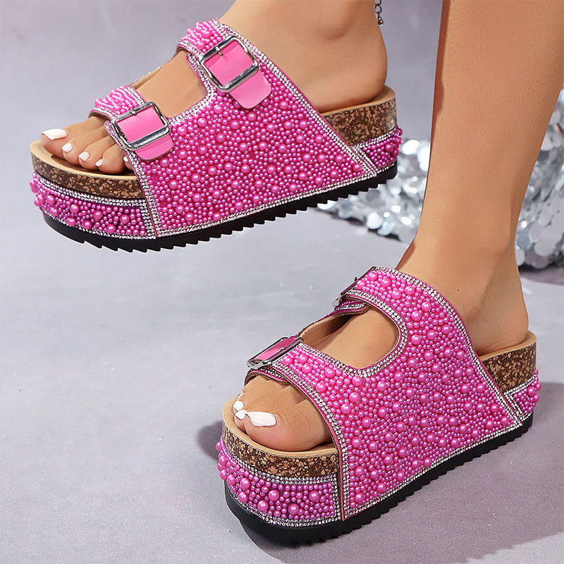 👡 SCONTO DEL 50%! ✨ Sandali con doppia fibbia e tacco in sughero – Design elegante, calzata comoda e perfetti per un look estivo alla moda 💎