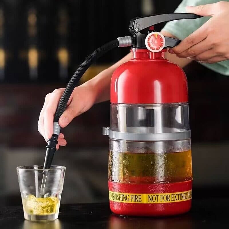 🧯 Dispenser di birra a forma di estintore da 2 litri ✨ Design unico, acrilico per uso alimentare, sistema di pompaggio manuale, ideale per feste e bar