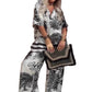 👚50% DI SCONTO! 🌸 Set casual da donna con stampa e scollo a V – Morbido e traspirante – Top con scollo a V e pantaloni lunghi 🍃