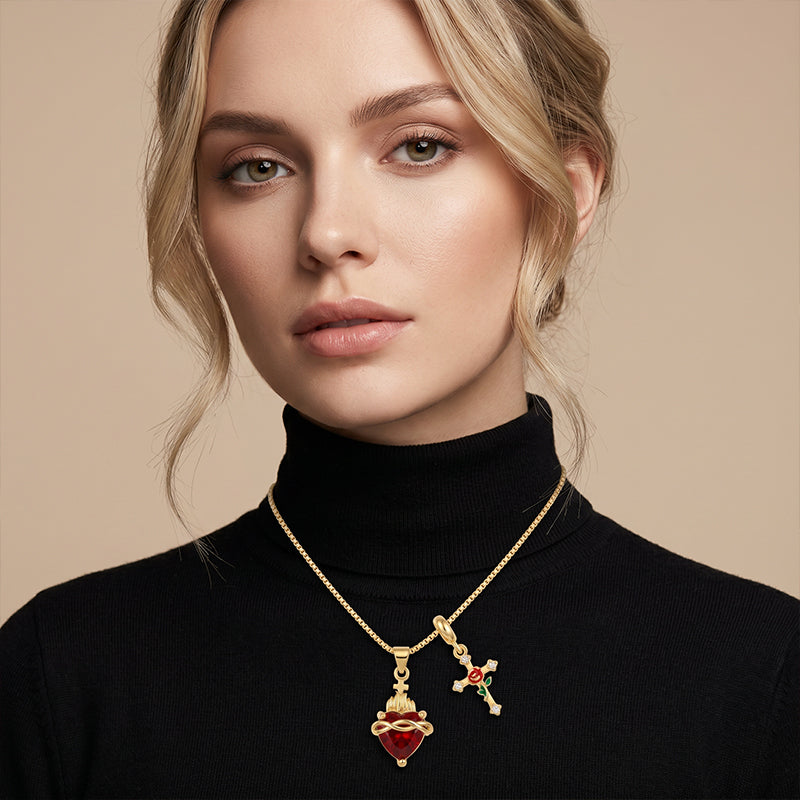 ✝️50% DI SCONTO✨ Ciondolo doppio Gold Faith | Catena regolabile · Artigianato raffinato · Eleganza sacra · Un regalo significativo