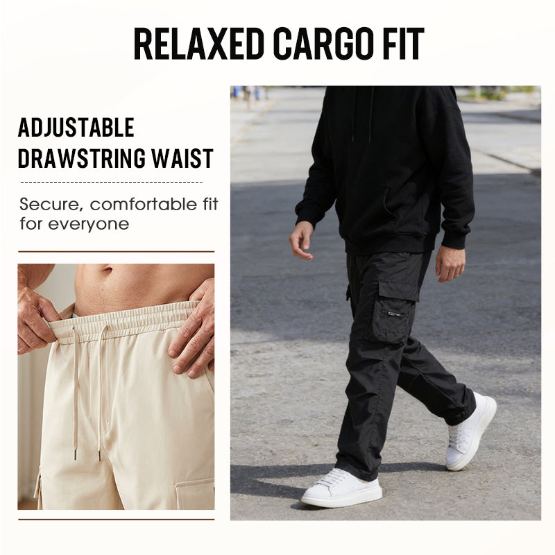 👖 SCONTO DEL 50% IN QUESTO MOMENTO! 🛠️ Pantaloni elasticizzati da uomo con tasche – Tasche multiple e coulisse in vita – Pantaloni casual dal taglio dritto – perfetti per il lavoro, i viaggi o le giornate attive 🏃‍♂️