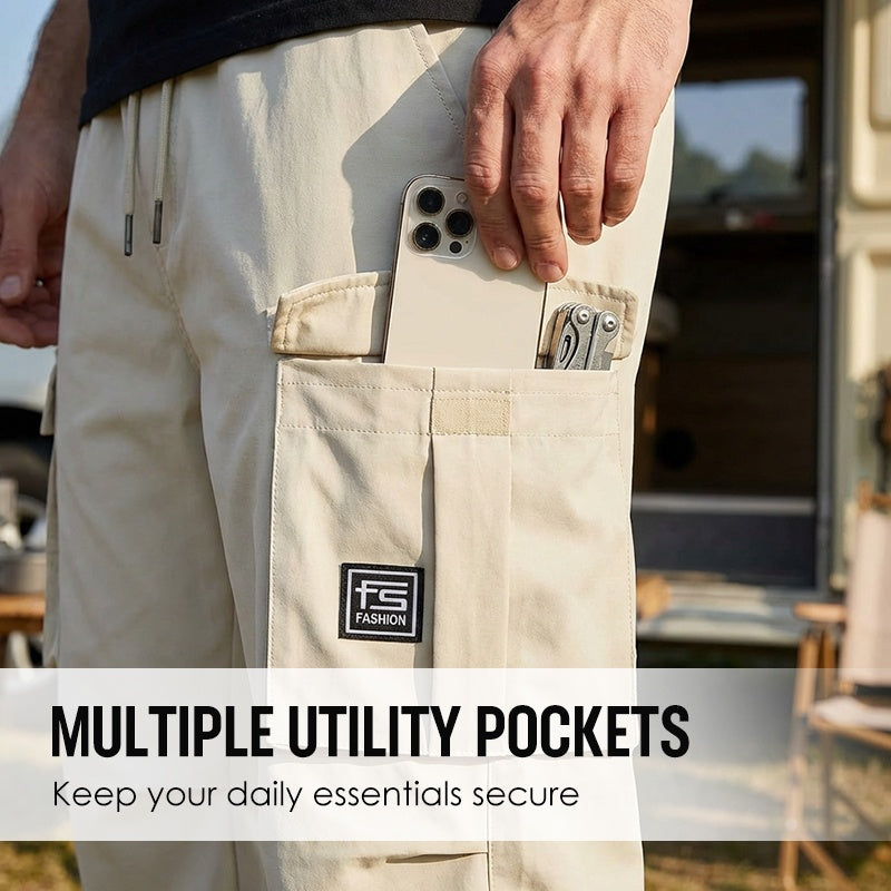 👖 SCONTO DEL 50% IN QUESTO MOMENTO! 🛠️ Pantaloni elasticizzati da uomo con tasche – Tasche multiple e coulisse in vita – Pantaloni casual dal taglio dritto – perfetti per il lavoro, i viaggi o le giornate attive 🏃‍♂️
