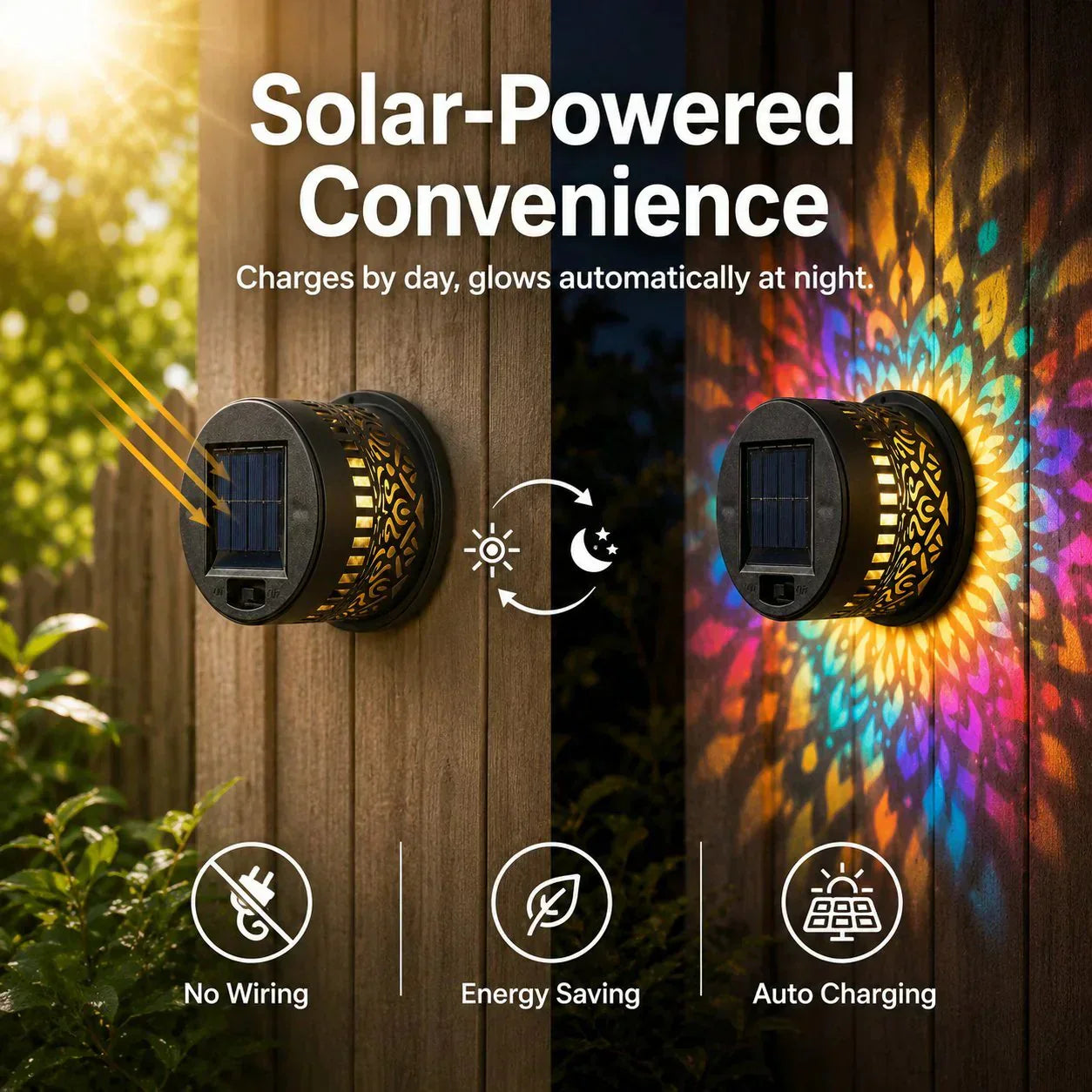 🌞50% DI SCONTO! 🌀 Luce solare a forma di mandala – Splendida proiezione di motivi, design 2 in 1 per pavimento e parete, impermeabile IP65 con accensione/spegnimento automatico 🌿