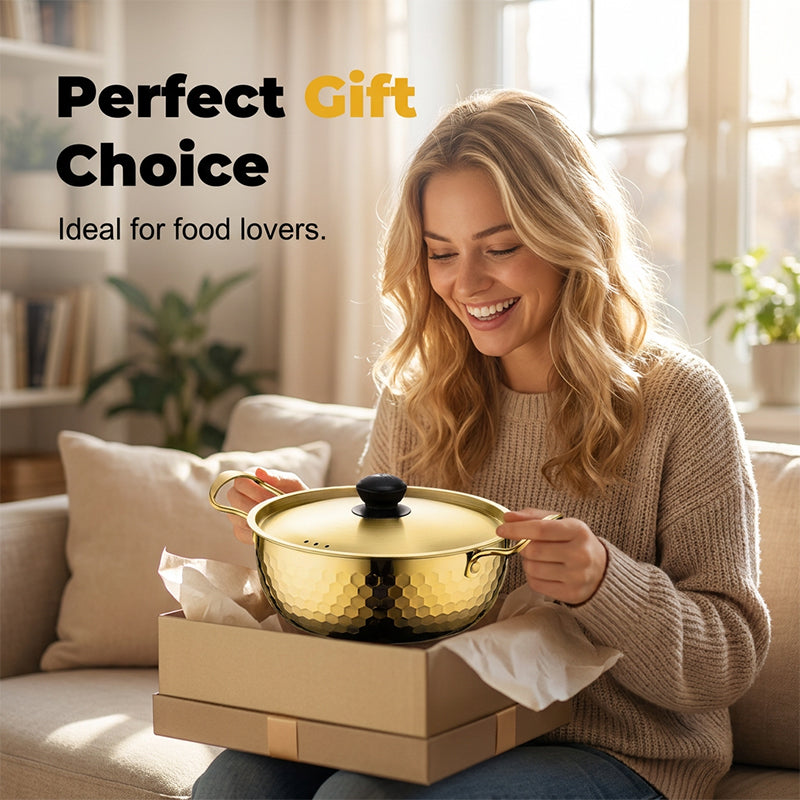 🔥ULTIMO GIORNO - 50% DI SCONTO 🍜 Pentola per ramen martellata di alta qualità | Acciaio inossidabile 🍳 Versatile e adatta a molteplici usi