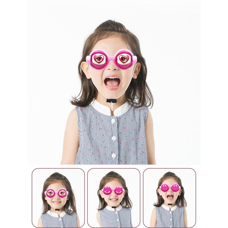 👀 Occhiali per esercizi oculari con cordicella | 🎉 Feste di compleanno/giochi di ruolo/feste a tema – La cordicella sotto il mento controlla il battito delle palpebre, per far ridere a crepapelle tutti i presenti