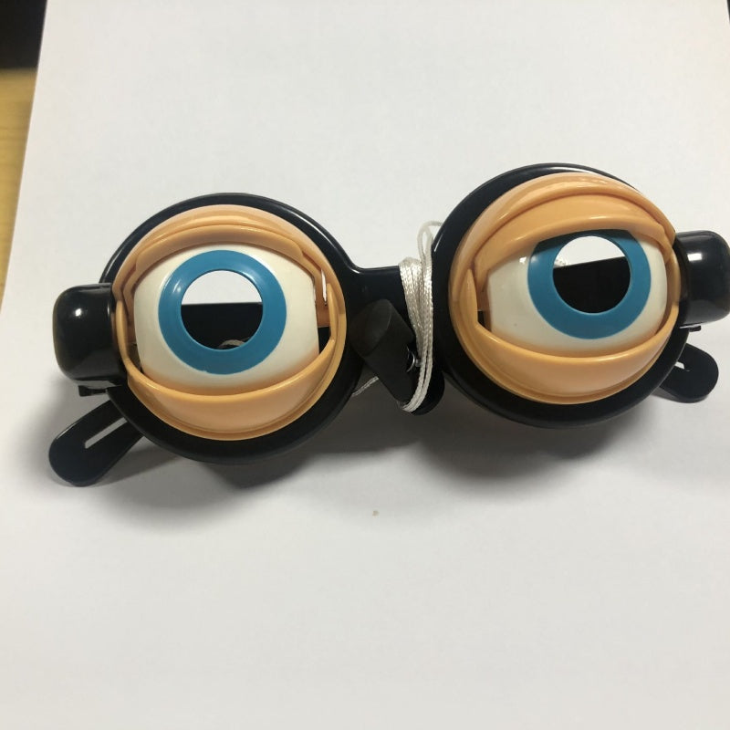 👀 Occhiali per esercizi oculari con cordicella | 🎉 Feste di compleanno/giochi di ruolo/feste a tema – La cordicella sotto il mento controlla il battito delle palpebre, per far ridere a crepapelle tutti i presenti