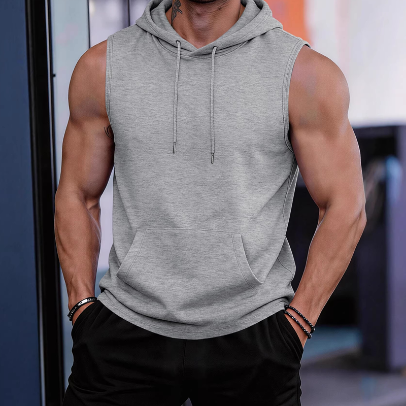 🔥 Felpa sportiva senza maniche con cappuccio 💧 Assorbe il sudore · Asciugatura rapida e resistenza agli sfregamenti 🧢 Cappuccio con protezione dai raggi solari e dal vento · 🏋️ Ideale per il sollevamento pesi, la corsa e il tempo libero