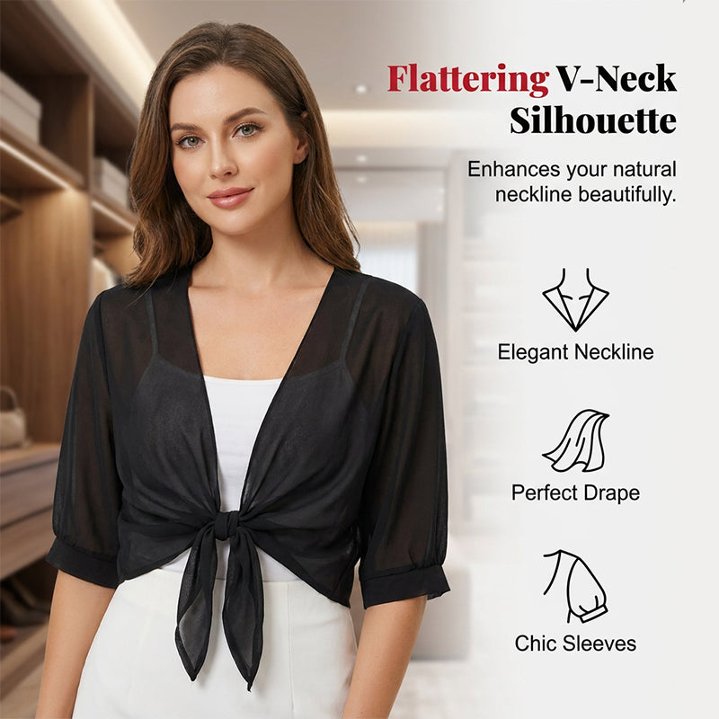 📢📢50% DI SCONTO !! ⏰Top corto da donna elegante in chiffon con lacci sul davanti