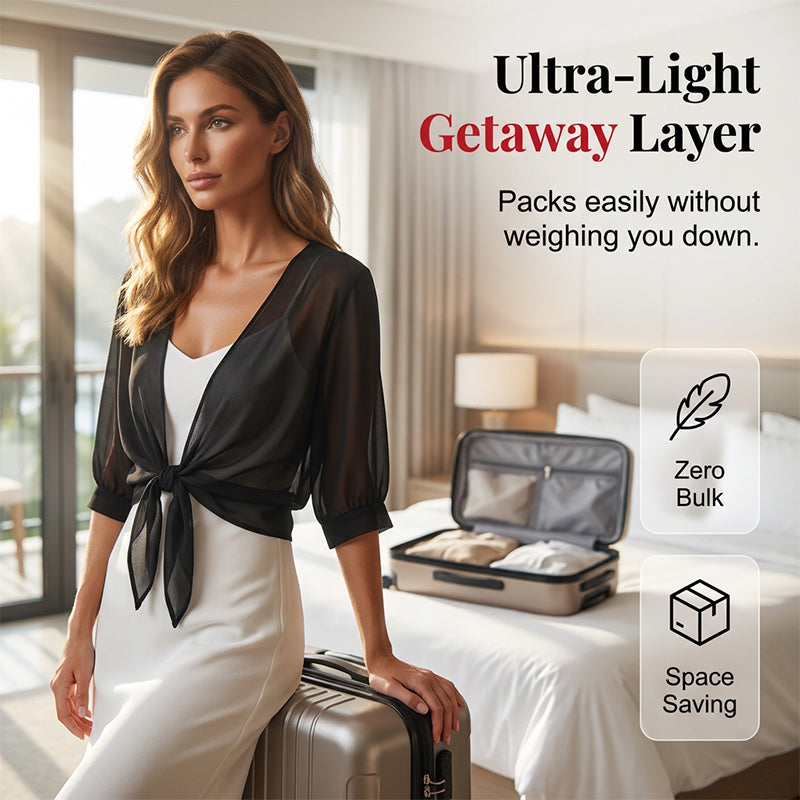 📢📢50% DI SCONTO !! ⏰Top corto da donna elegante in chiffon con lacci sul davanti