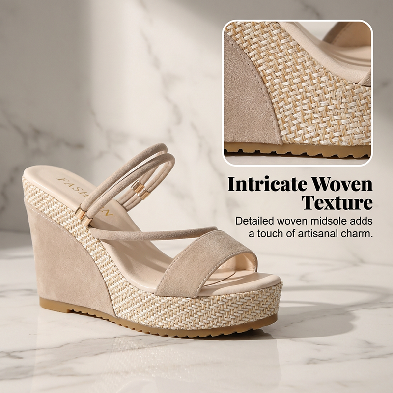 👠 SCONTO DEL 50% A TEMPO LIMITATO! ✨ Sandali da donna con zeppa e tacco alto – Intrecciati, con cinturino alla caviglia, perfetti per il resort 🌴