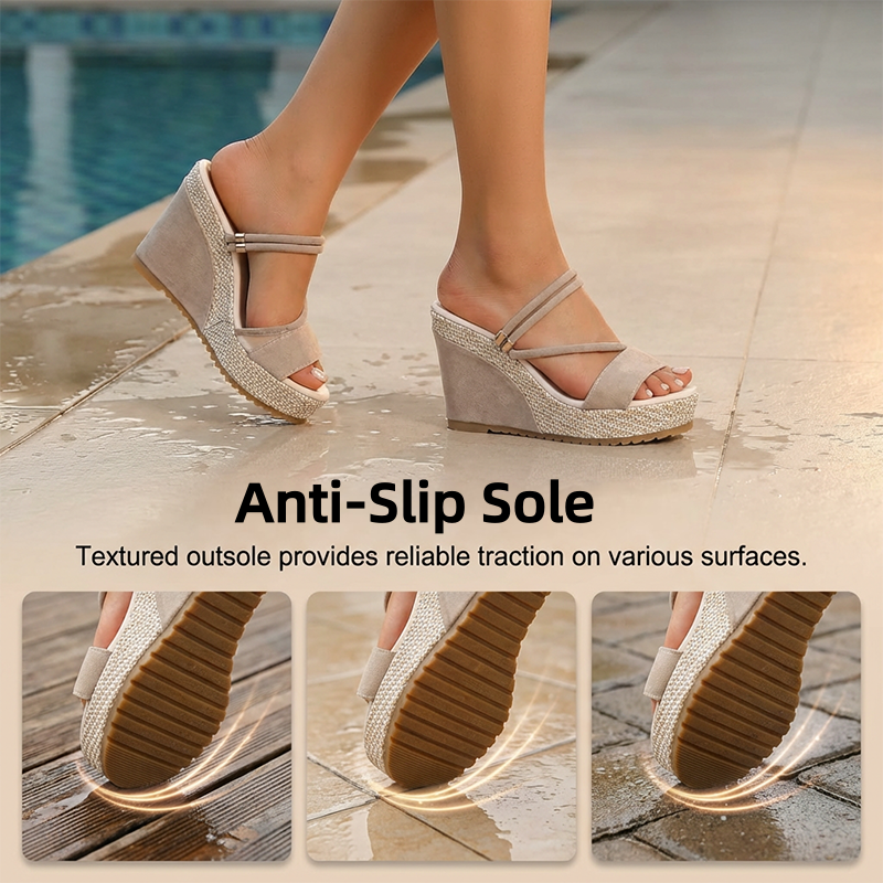 👠 SCONTO DEL 50% A TEMPO LIMITATO! ✨ Sandali da donna con zeppa e tacco alto – Intrecciati, con cinturino alla caviglia, perfetti per il resort 🌴